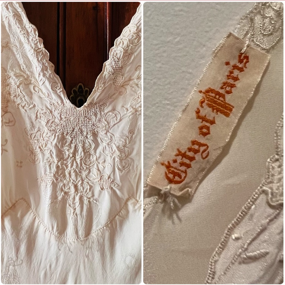 Antique C1900s ‘City of Paris’ San Francisco L’Elegance Silk night slip gown - Picture 6 of 16